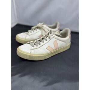 Veja Womens Campo Low Chromefree White/Pink US 8 / EU 39 / UK 6 Leather Sneaker